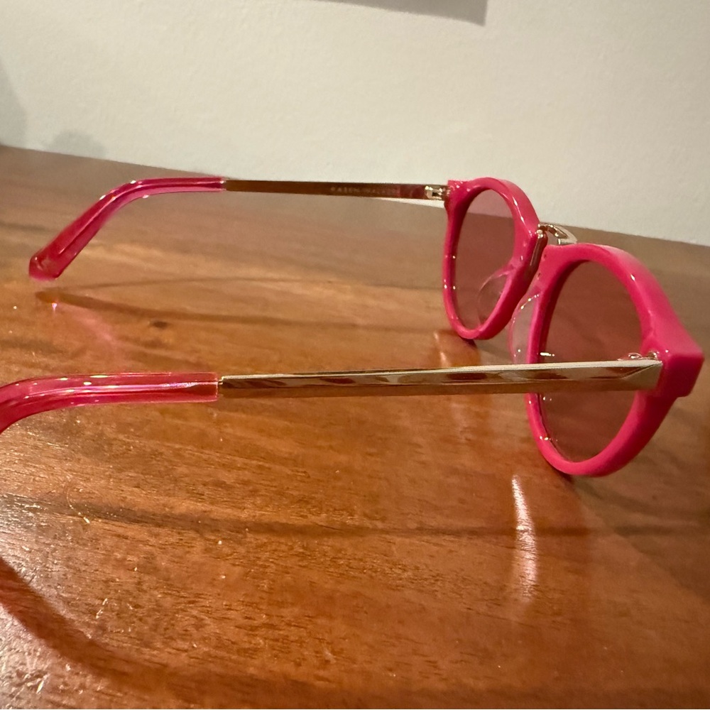 ICONIC NWOT Karen Walker Hot Pink Sunglasses with gold accents and case - Picture 4 of 13